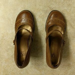 Mary Jane style light brown heels
